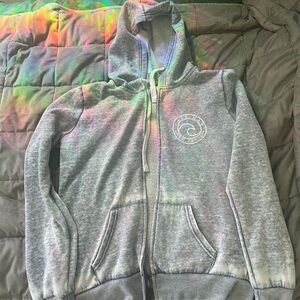 Gray Zip-Up Hoodie with Logo